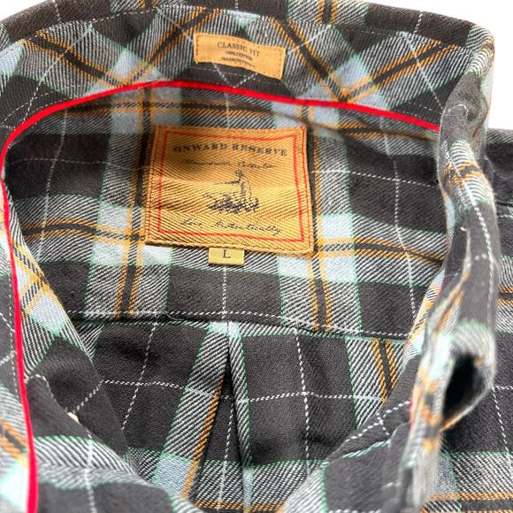 Onward Reserve Mens Field Flannel Shirt Plaid Classic Fit Large Retail $138 - Picture 7 of 10